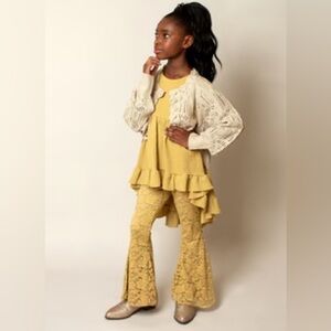Joyfolie Kennedy Lace Flare Pant in Dusty Citron